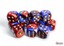 Gemini Blue-Red/gold 16mm d6 Dice Block (12 dice) - CHX26629